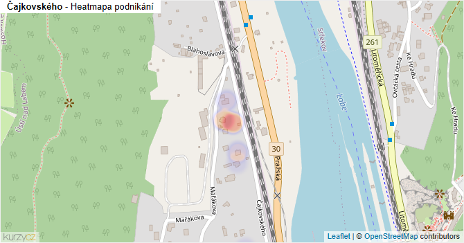 Čajkovského - mapa podnikání