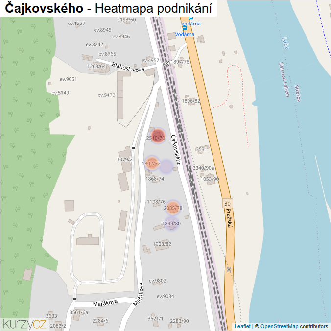 Mapa Čajkovského - Firmy v ulici.