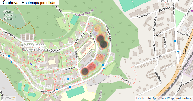 Čechova - mapa podnikání