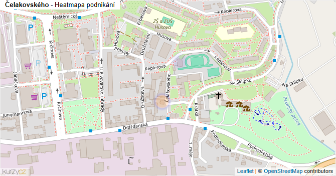 Čelakovského - mapa podnikání