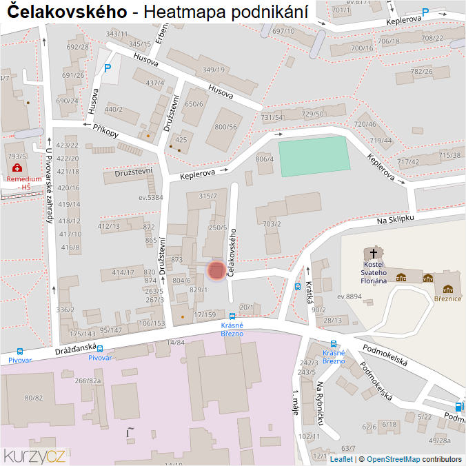 Mapa Čelakovského - Firmy v ulici.
