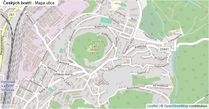 Českých bratří - mapa ulice