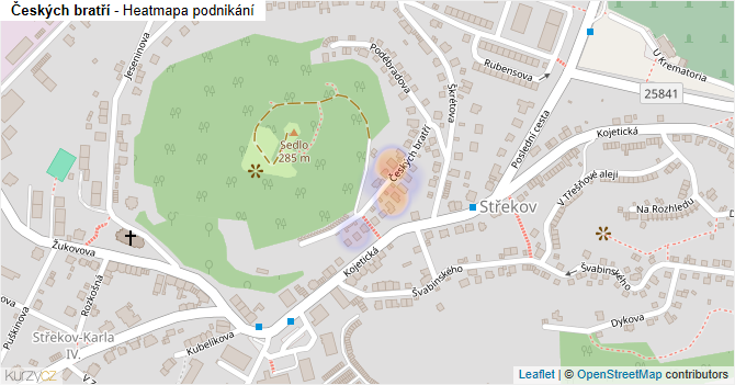 Českých bratří - mapa podnikání