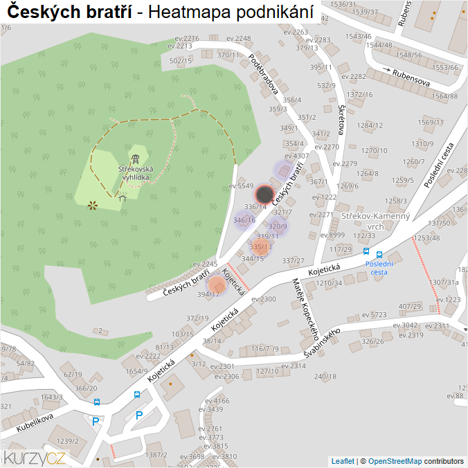 Mapa Českých bratří - Firmy v ulici.