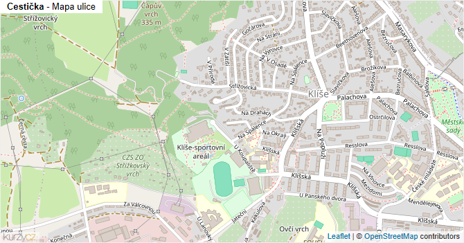 Cestička - mapa ulice