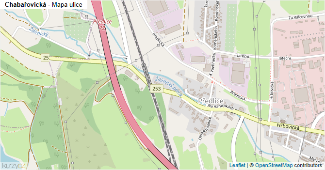 Chabařovická - mapa ulice