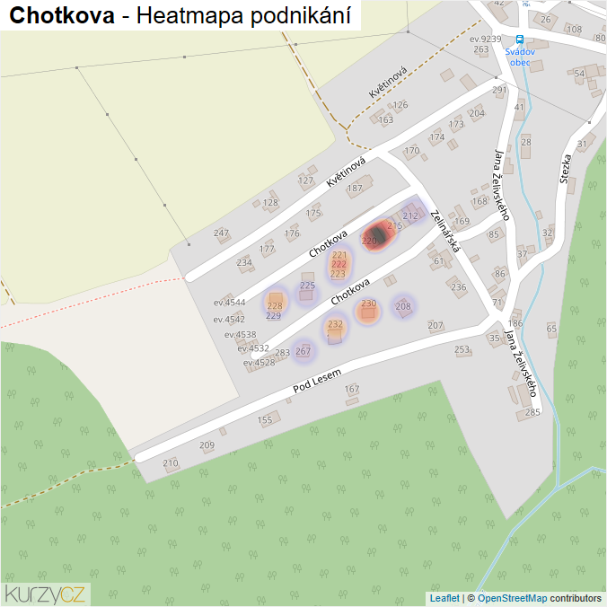 Mapa Chotkova - Firmy v ulici.