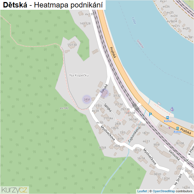 Mapa Dětská - Firmy v ulici.