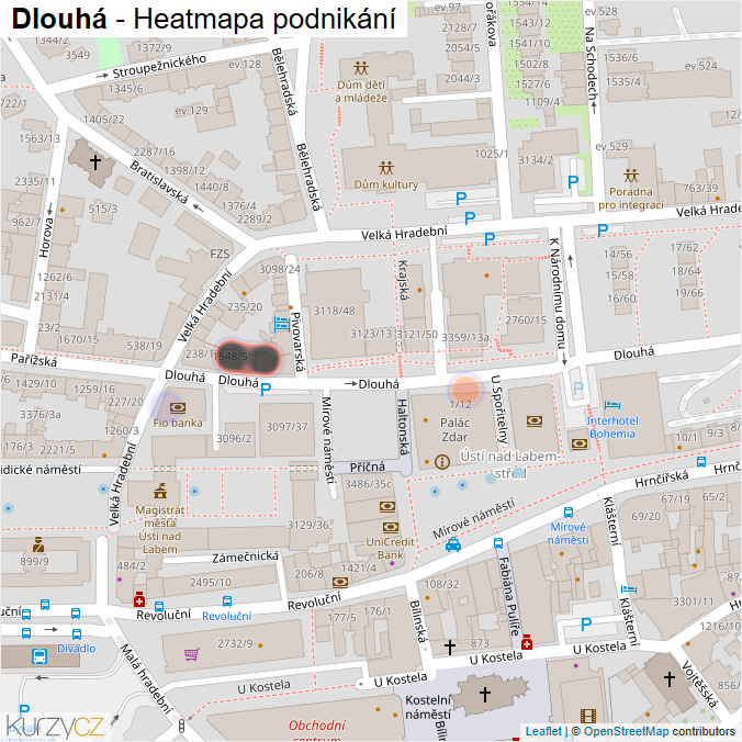 Mapa Dlouhá - Firmy v ulici.