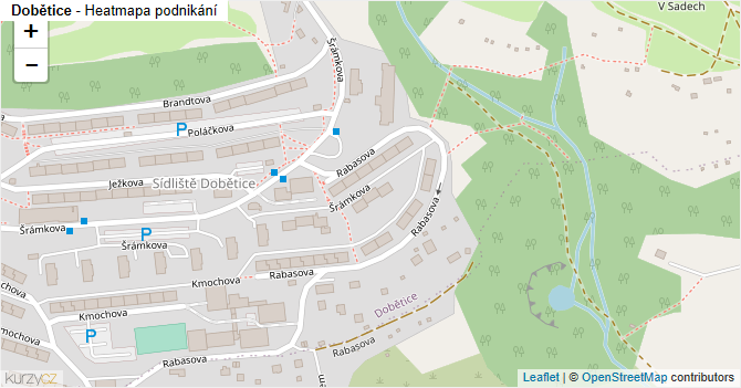 Dobětice - mapa podnikání