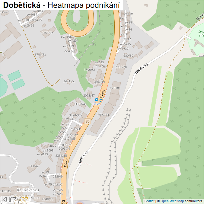 Mapa Dobětická - Firmy v ulici.