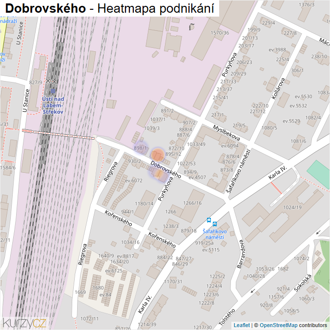 Mapa Dobrovského - Firmy v ulici.