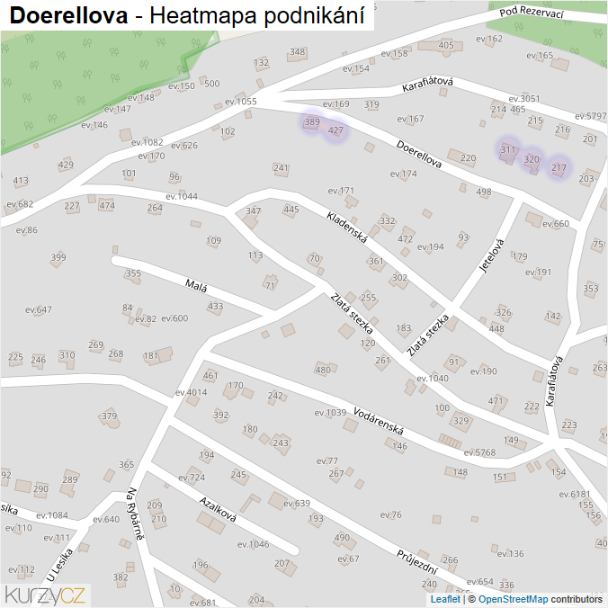 Mapa Doerellova - Firmy v ulici.