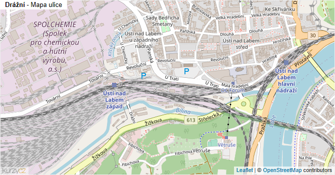 Drážní - mapa ulice