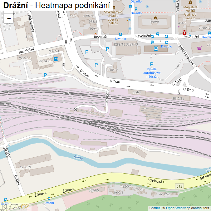 Mapa Drážní - Firmy v ulici.