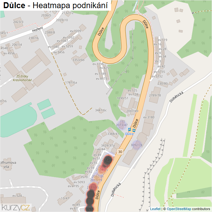 Mapa Důlce - Firmy v ulici.