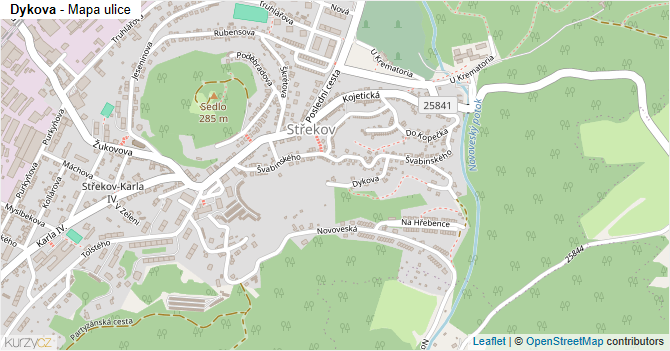 Dykova - mapa ulice