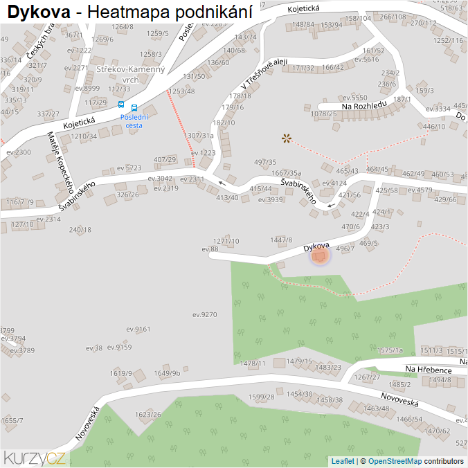 Mapa Dykova - Firmy v ulici.