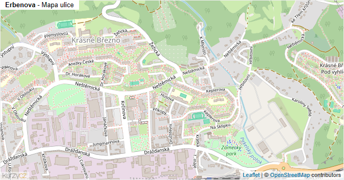 Erbenova - mapa ulice