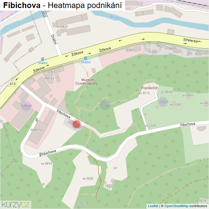 Mapa Fibichova - Firmy v ulici.