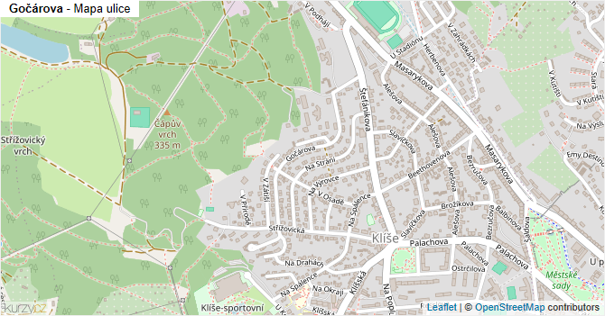 Gočárova - mapa ulice
