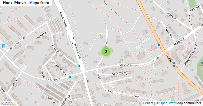 Hanzlíčkova - mapa firem