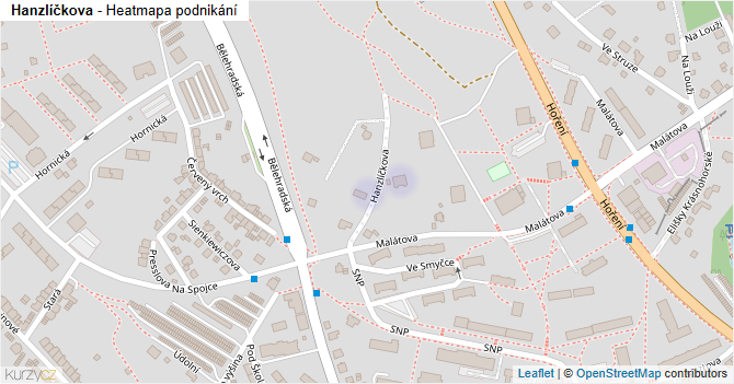 Hanzlíčkova - mapa podnikání