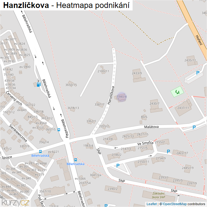 Mapa Hanzlíčkova - Firmy v ulici.