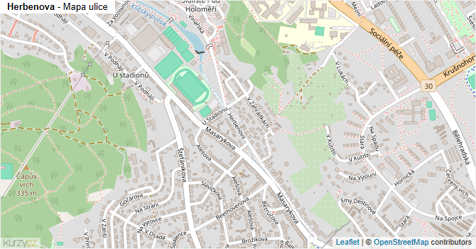 Herbenova - mapa ulice
