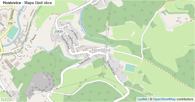 Hostovice - mapa části obce