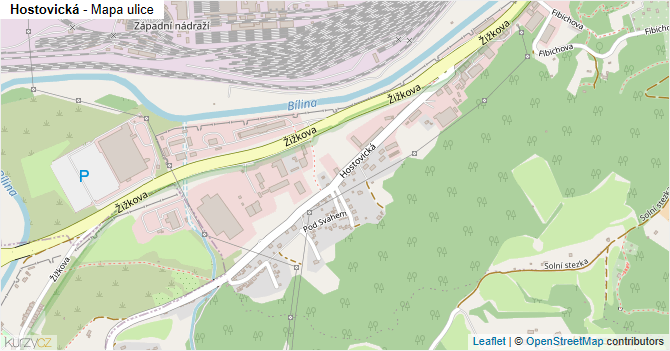 Hostovická - mapa ulice