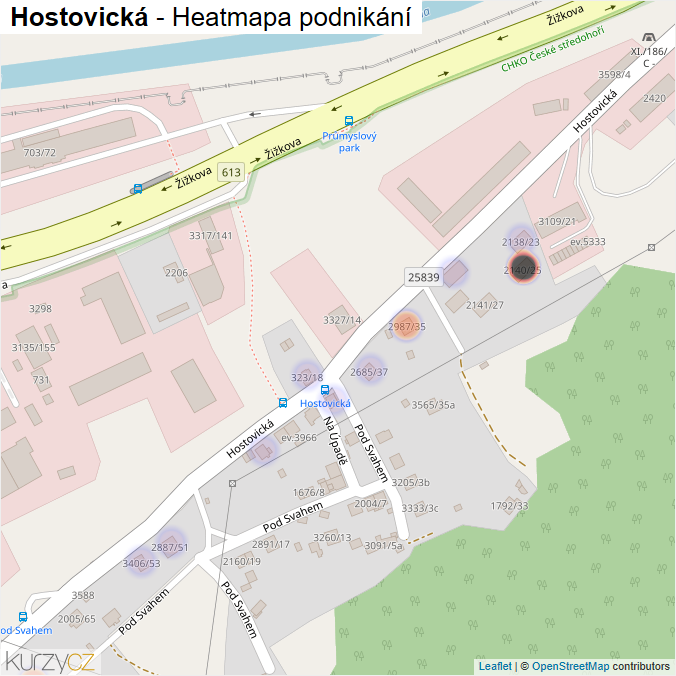 Mapa Hostovická - Firmy v ulici.