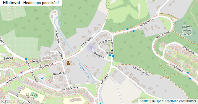 Hřbitovní - mapa podnikání