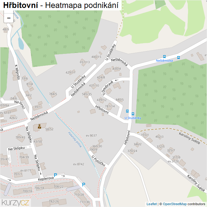Mapa Hřbitovní - Firmy v ulici.