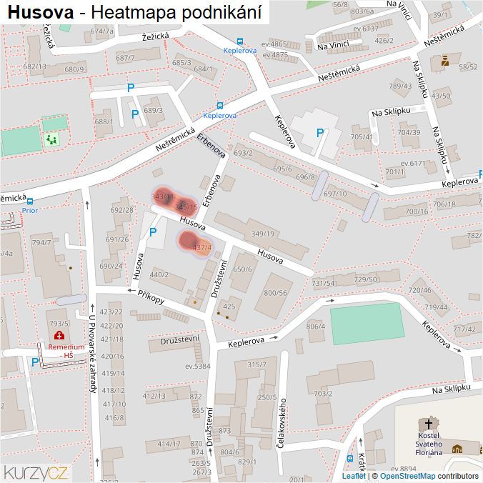 Mapa Husova - Firmy v ulici.