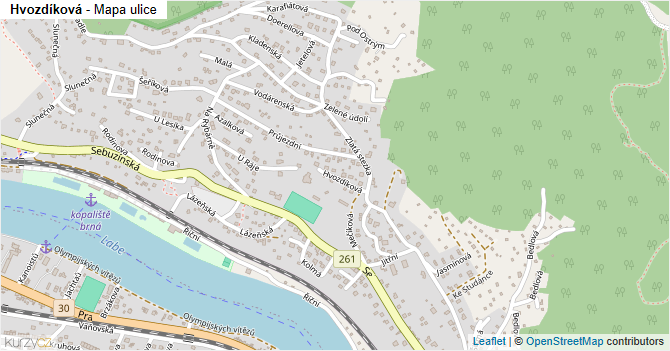Hvozdíková - mapa ulice