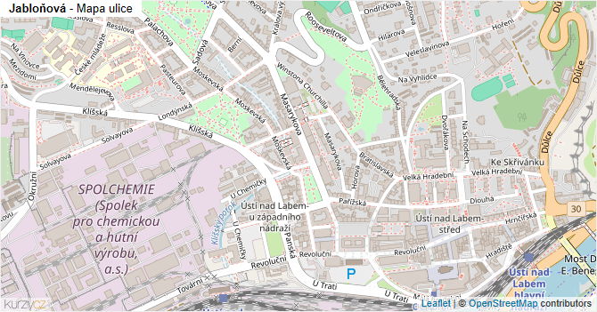 Jabloňová - mapa ulice