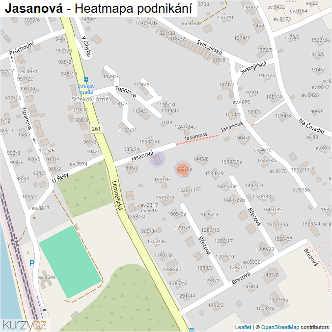 Mapa Jasanová - Firmy v ulici.