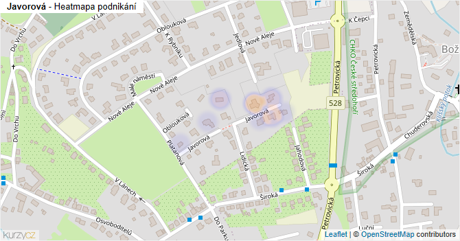 Javorová - mapa podnikání