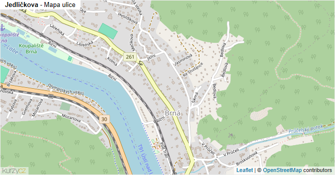 Jedličkova - mapa ulice