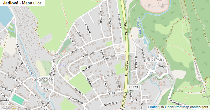 Jedlová - mapa ulice