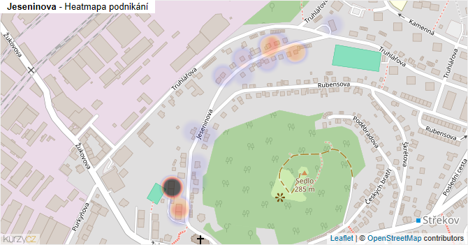 Jeseninova - mapa podnikání