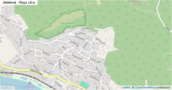 Jetelová - mapa ulice