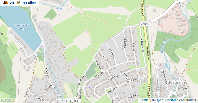Jílová - mapa ulice