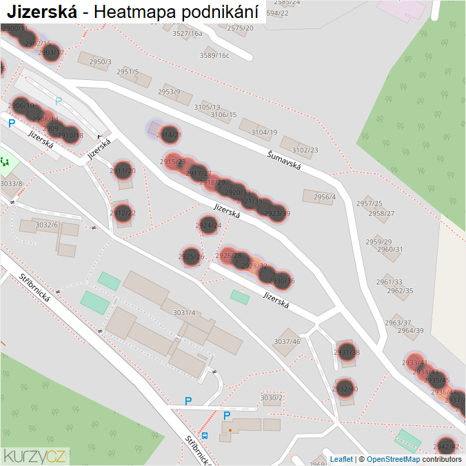 Mapa Jizerská - Firmy v ulici.