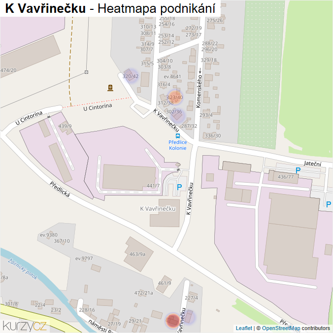 Mapa K Vavřinečku - Firmy v ulici.