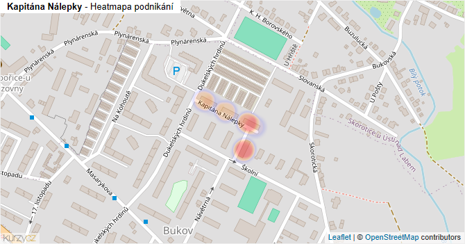 Kapitána Nálepky - mapa podnikání