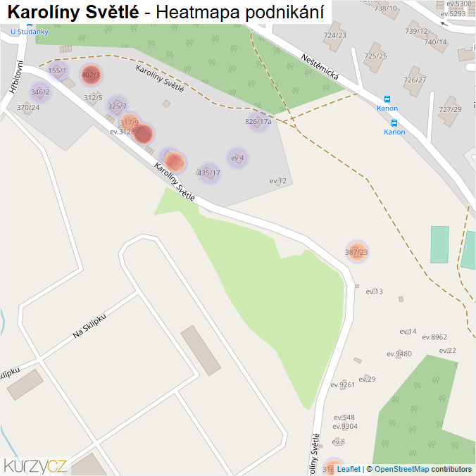 Mapa Karolíny Světlé - Firmy v ulici.