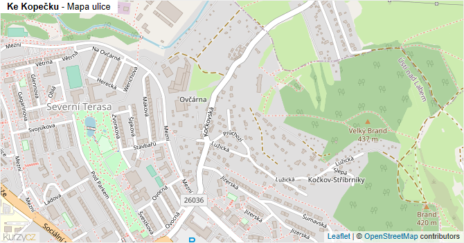 Ke Kopečku - mapa ulice
