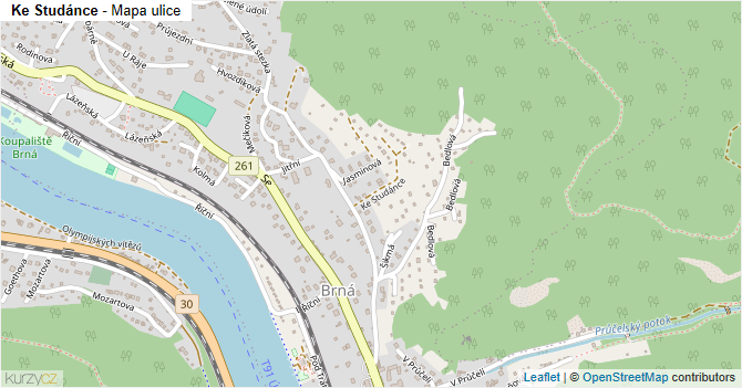 Ke Studánce - mapa ulice